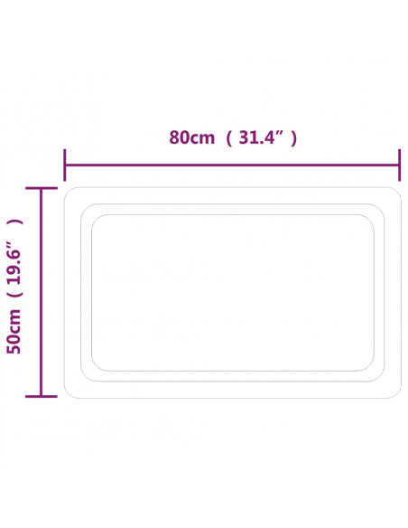 Specchio da Bagno con Luci LED 80x50 cm