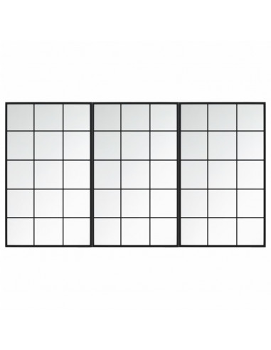 Specchi a Parete 3 pz Neri 100x60 cm in Metallo