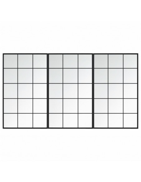 Specchi a Parete 3 pz Neri 100x60 cm in Metallo