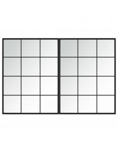 Specchi a Parete 2 pz Neri 80x60 cm in Metallo 2