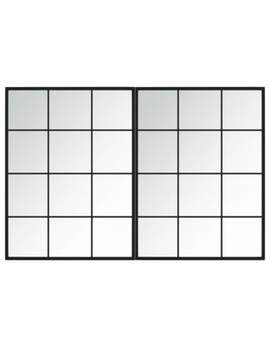 Specchi a Parete 2 pz Neri 80x60 cm in Metallo