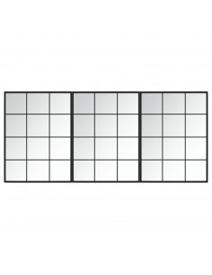 Specchi a Parete 3 pz Neri 80x60 cm in Metallo 2