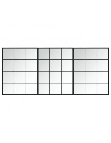 Specchi a Parete 3 pz Neri 80x60 cm in Metallo