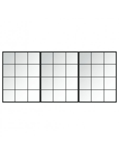 Specchi a Parete 3 pz Neri 80x60 cm in Metallo