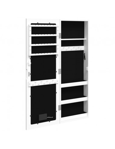 Armadio Portagioie a Specchio con Luci LED a Parete Bianco