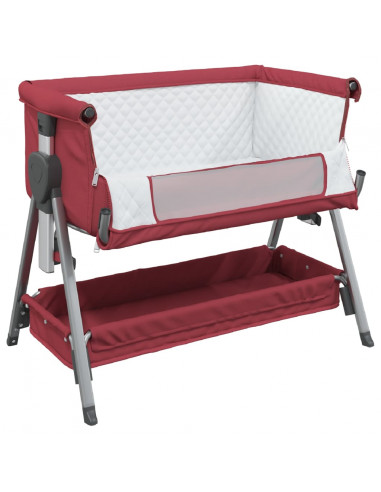 Lettino per Bambini con Materasso Rosso in Tessuto di Lino