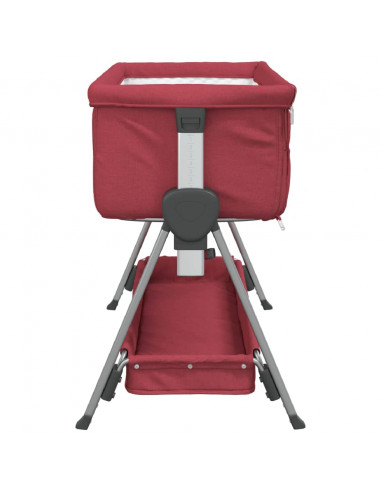 Lettino per Bambini con Materasso Rosso in Tessuto di Lino