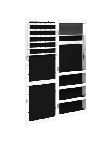 Armadio Portagioie a Specchio con Luci LED a Parete Bianco