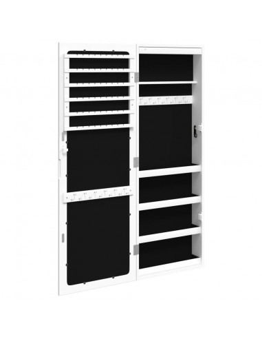 Armadio Portagioie a Specchio con Luci LED a Parete Bianco