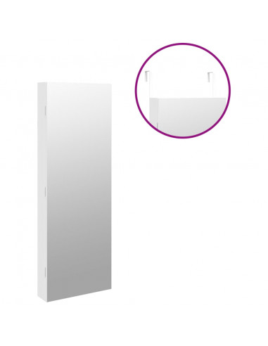 Armadio Portagioie a Specchio con Luci LED a Parete Bianco