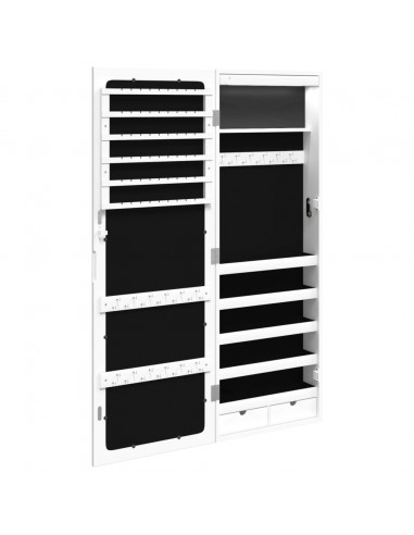 Armadio Portagioie a Specchio con Luci LED a Parete Bianco