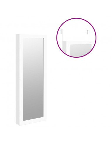 Armadio Portagioie a Specchio con Luci LED a Parete Bianco