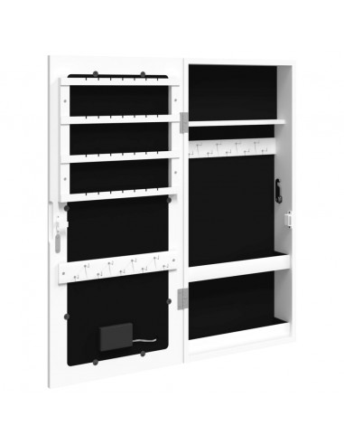 Armadio Portagioie a Specchio con Luci LED a Parete Bianco