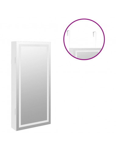 Armadio Portagioie a Specchio con Luci LED a Parete Bianco