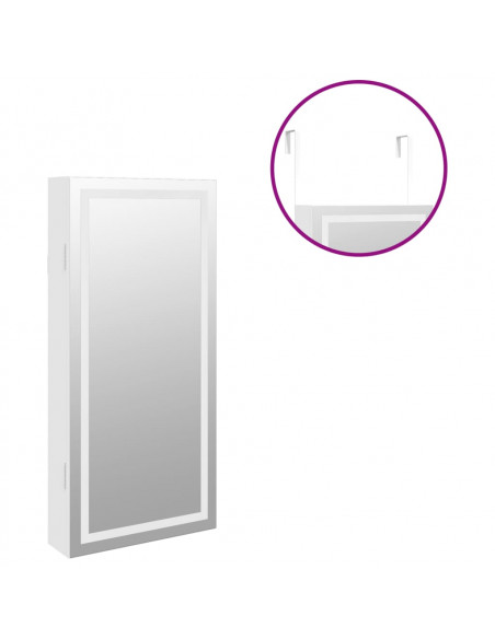 Armadio Portagioie a Specchio con Luci LED a Parete Bianco