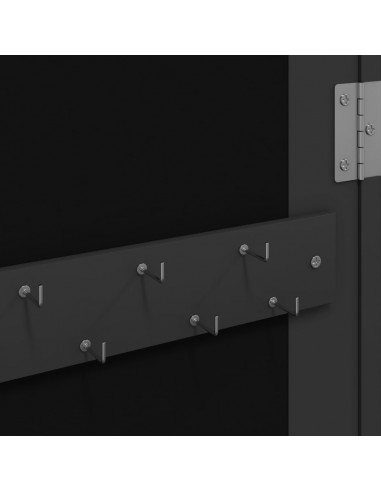 Armadio Portagioie a Specchio con Luci LED a Parete Nero