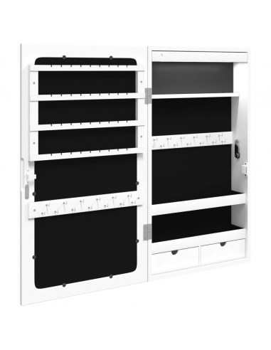 Armadio Portagioie a Specchio con Luci LED a Parete Bianco