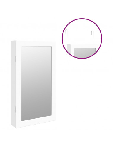 Armadio Portagioie a Specchio con Luci LED a Parete Bianco