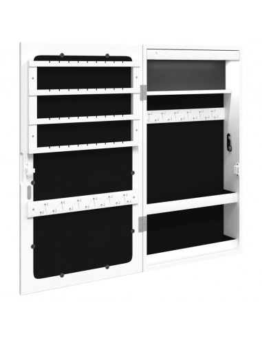 Armadio Portagioie a Specchio con Luci LED a Parete Bianco