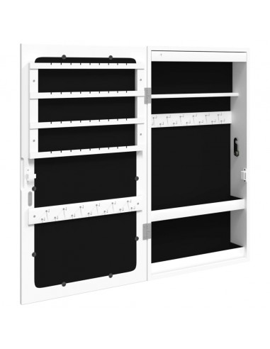 Armadio Portagioie a Specchio con Luci LED a Parete Bianco