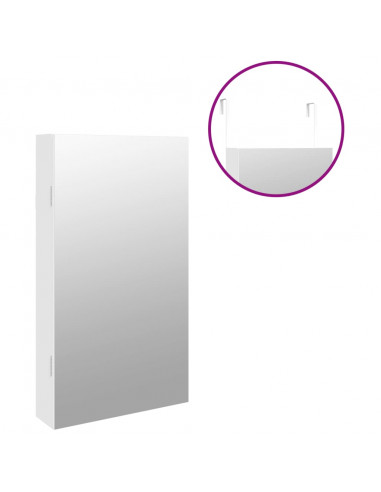 Armadio Portagioie a Specchio con Luci LED a Parete Bianco