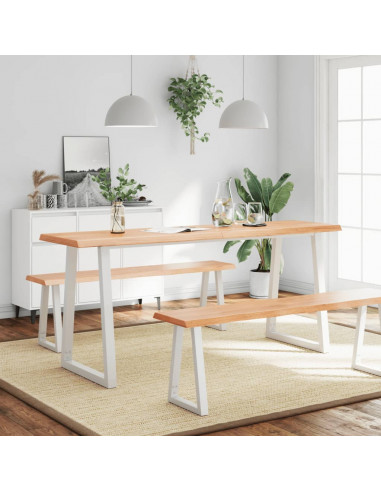 Piano Tavolo Marrone Chiaro 180x40x(2-4) cm Rovere Non Trattato