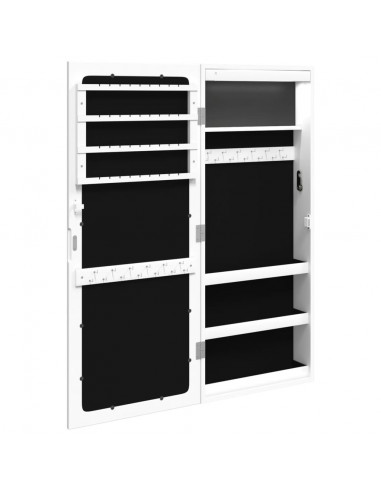 Armadio Portagioie a Specchio con Luci LED a Parete Bianco