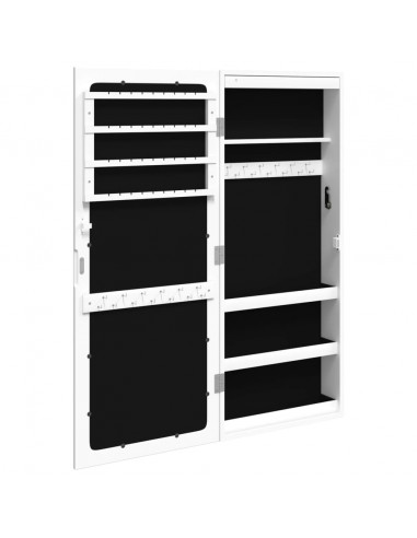 Armadio Portagioie a Specchio con Luci LED a Parete Bianco