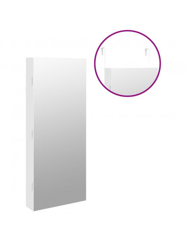 Armadio Portagioie a Specchio con Luci LED a Parete Bianco