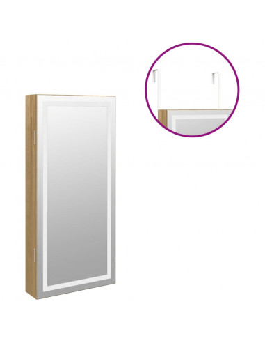 Armadio Portagioie a Specchio con Luci LED a Parete