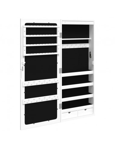 Armadio Portagioie a Specchio con Luci LED a Parete Bianco