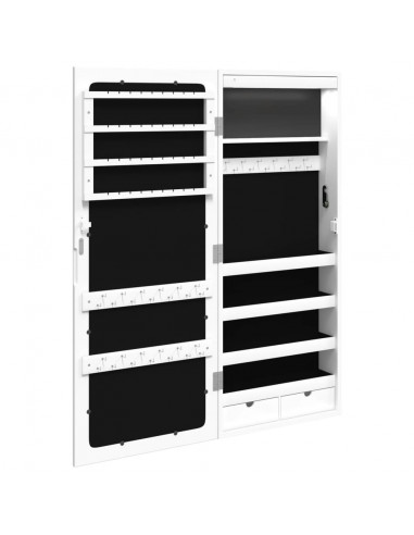 Armadio Portagioie a Specchio con Luci LED a Parete Bianco