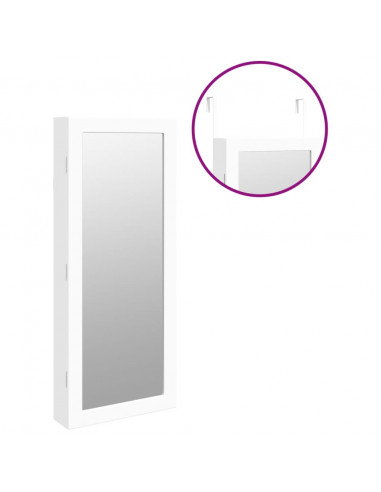 Armadio Portagioie a Specchio con Luci LED a Parete Bianco