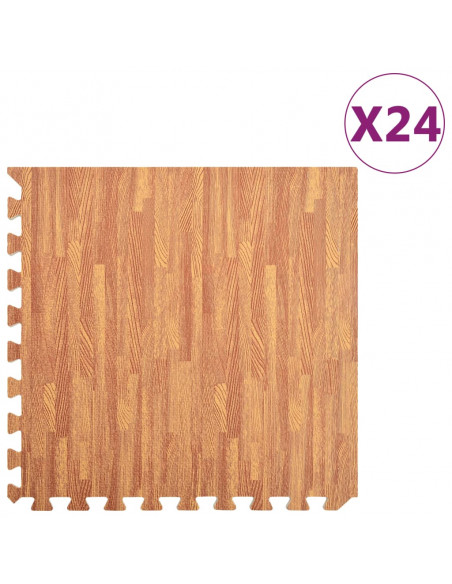 Tappetino a Incastro 24 pz Venature Legno 8,64 ㎡ Schiuma EVA