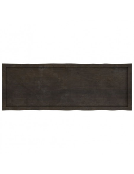 Piano Tavolo Marrone Scuro 140x50x(2-4) cm Rovere Non Trattato