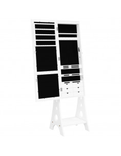 Armadietto Portagioie a Specchio Luci a LED Autoportante Bianco 2