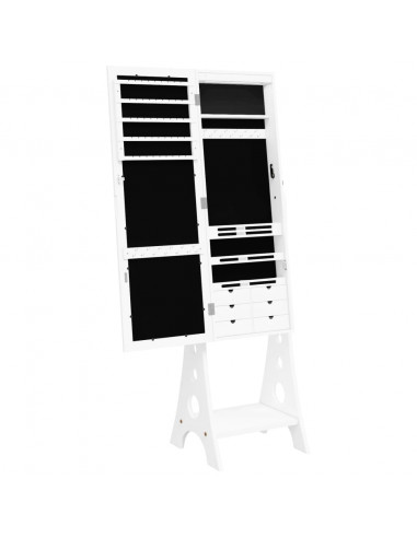 Armadietto Portagioie a Specchio Luci a LED Autoportante Bianco