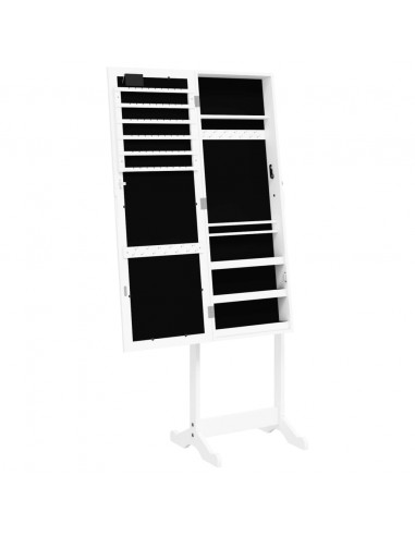 Armadietto Portagioie a Specchio Luci a LED Autoportante Bianco