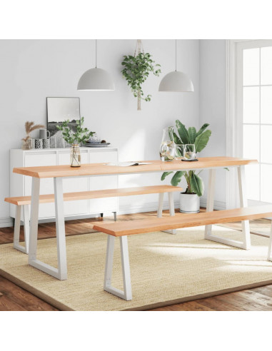 Piano Tavolo Marrone Chiaro 200x40x(2-6) cm Rovere Non Trattato