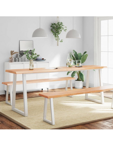 Piano Tavolo Marrone Chiaro 200x50x(2-6) cm Rovere Non Trattato