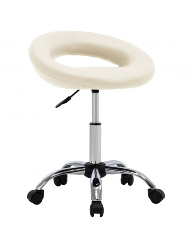 Sedia da Lavoro con Ruote Crema in Similpelle