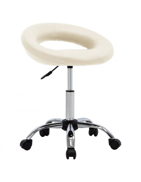 Sedia da Lavoro con Ruote Crema in Similpelle