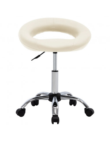 Sedia da Lavoro con Ruote Crema in Similpelle