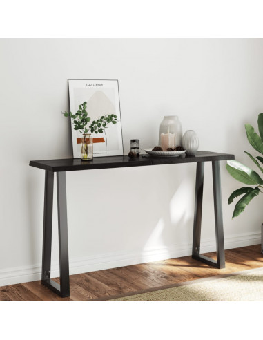 Piano Tavolo Marrone Scuro 140x40x(2-4)cm Rovere Non Trattato