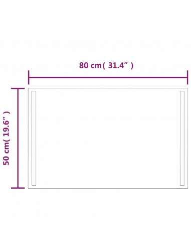 Specchio da Bagno con Luci LED 80x50 cm