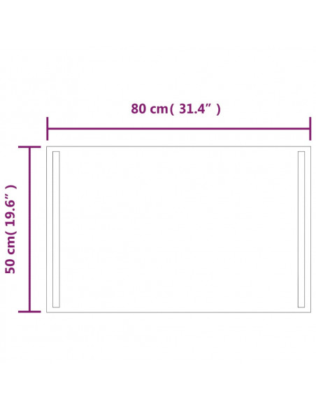 Specchio da Bagno con Luci LED 80x50 cm