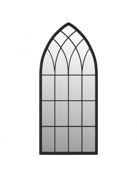 Specchio da Giardino Nero 100x45 cm in Ferro per Uso Esterno