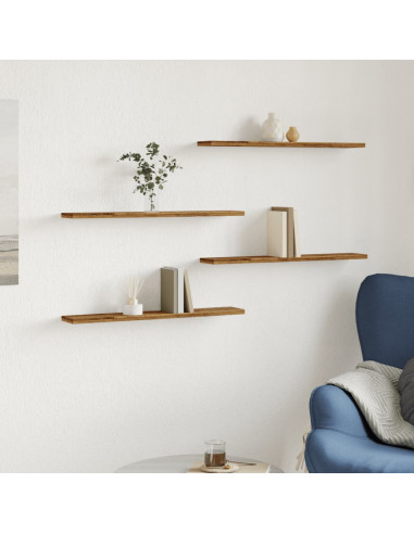 Ripiani Libreria 4 pz Legno Vecchio 60x10x1,5 cm in Truciolato