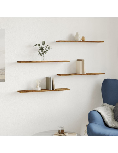 Ripiani Libreria 4 pz Legno Vecchio 60x10x1,5 cm in Truciolato
