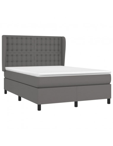 Giroletto a Molle con Materasso Grigio 140x200 cm in Similpelle